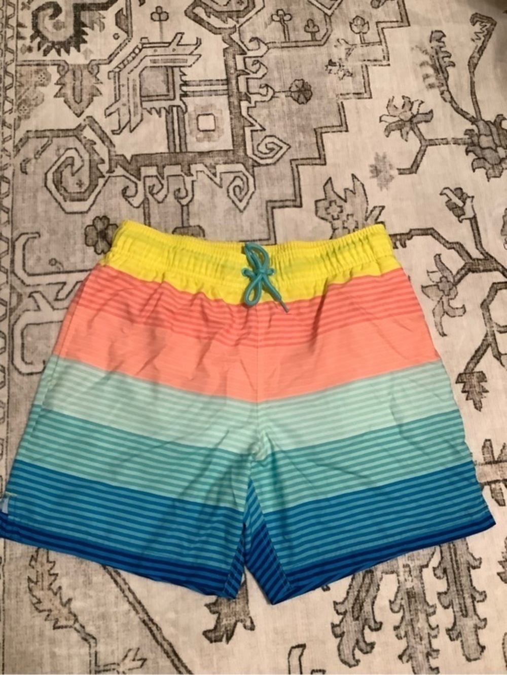 George Yellow Waistband Multicolor Stripe Swim Shorts